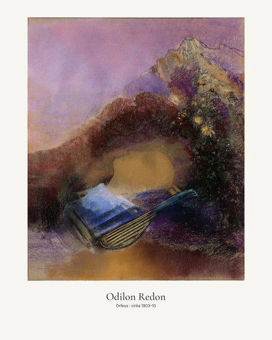 Orfeus av Odilon Redon. Konstposter med ljus marginal och diskret verktext. 40 × 50 cm.