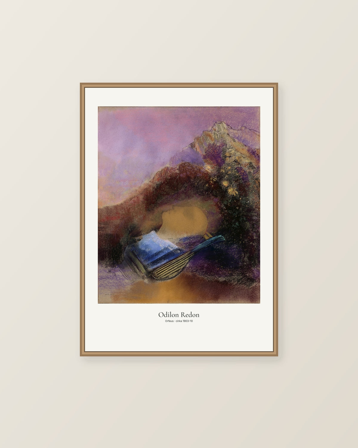 Orfeus av Odilon Redon. Konstposter med ljus marginal och diskret verktext. Illustrerad inramningsvy. Ram ingår inte.