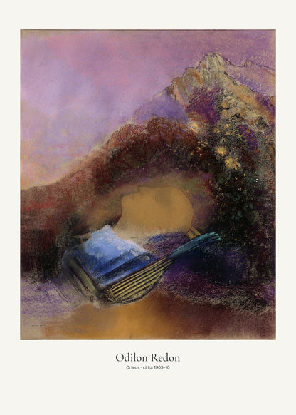 Orfeus av Odilon Redon. Konstposter med ljus marginal och diskret verktext. 50 × 70 cm.