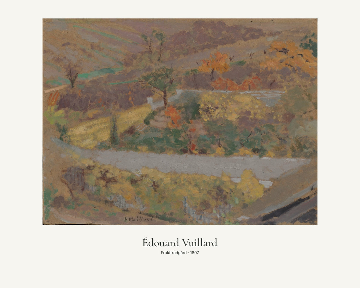 Fruktträdgård av Édouard Vuillard. Konstposter med ljus marginal och diskret verktext. 40 × 50 cm.