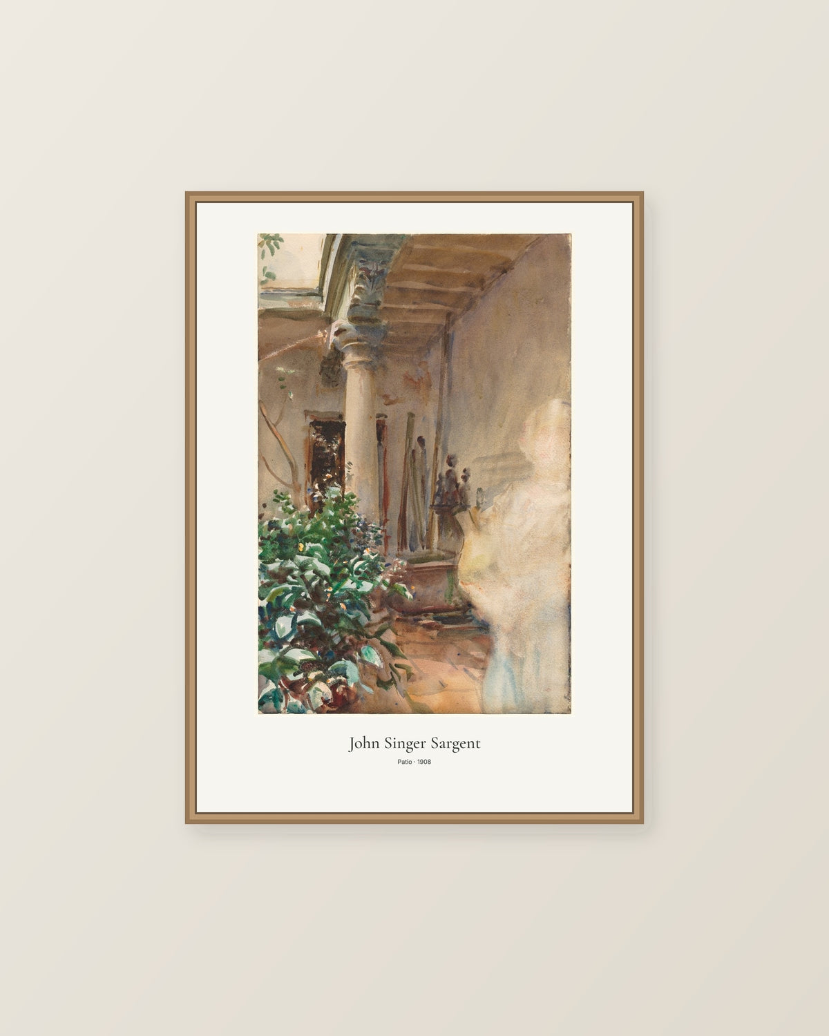 Patio av John Singer Sargent. Konstposter med ljus marginal och diskret verktext. Illustrerad inramningsvy. Ram ingår inte.