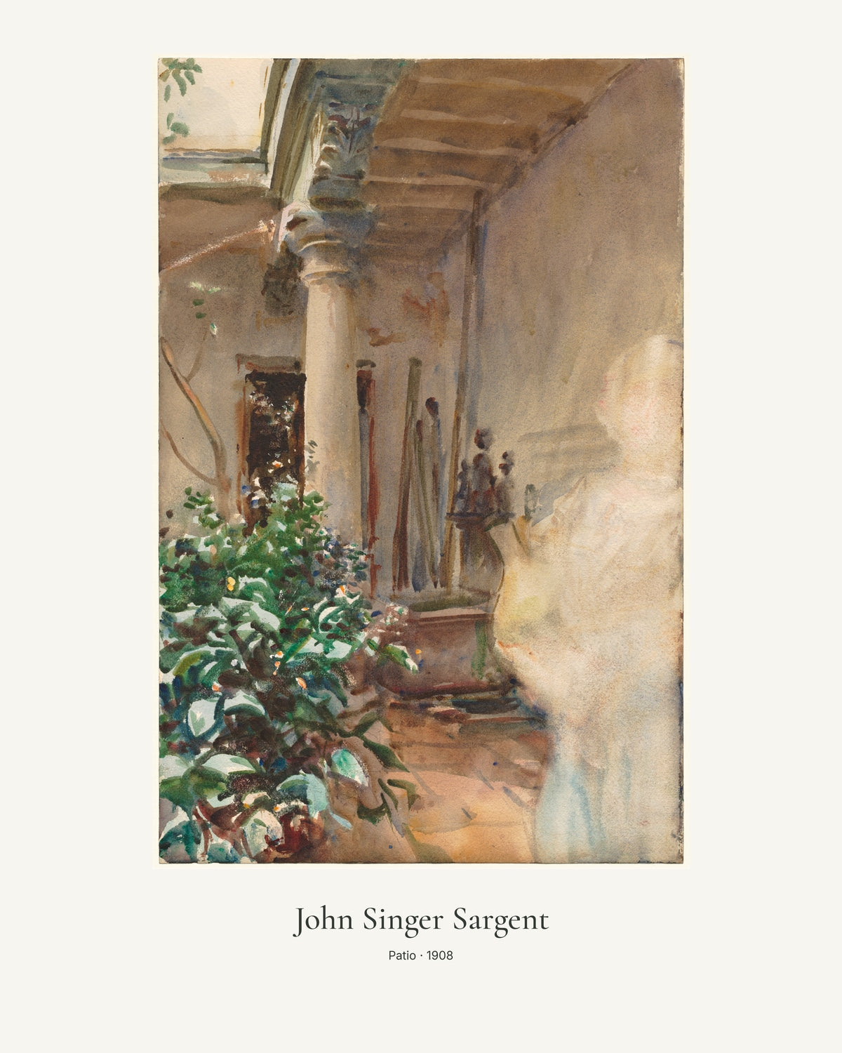 Patio av John Singer Sargent. Konstposter med ljus marginal och diskret verktext. 40 × 50 cm.