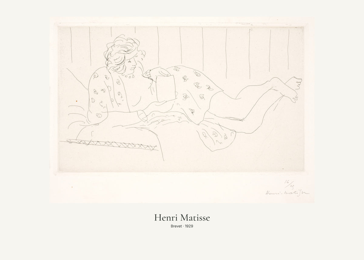 Brevet av Henri Matisse. Konstposter med ljus marginal och diskret verktext. 50 × 70 cm.