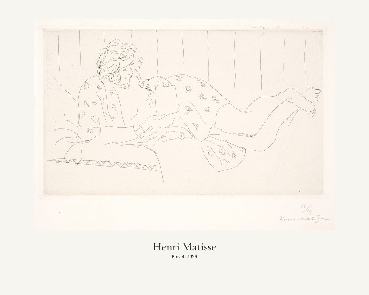 Brevet av Henri Matisse. Konstposter med ljus marginal och diskret verktext. 40 × 50 cm.