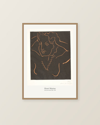 Kvinna som kammar håret av Henri Matisse. Konstposter med ljus marginal och diskret verktext. Illustrerad inramningsvy. Ram ingår inte.