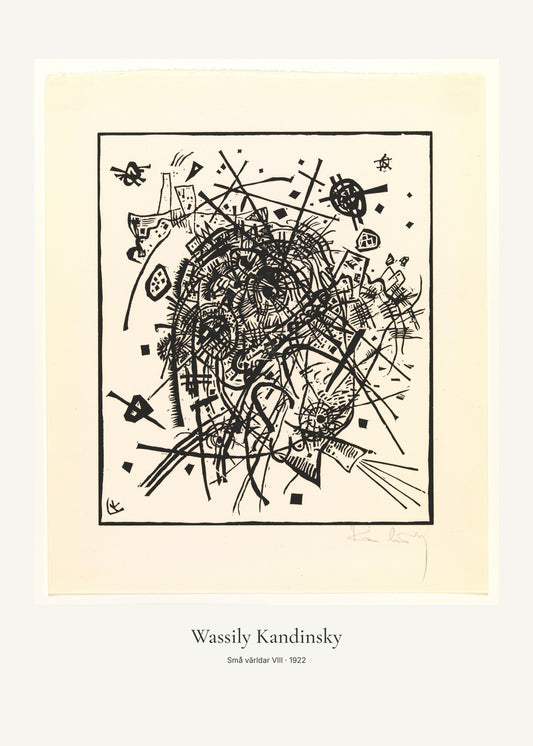 Små världar VIII av Wassily Kandinsky. Konstposter med ljus marginal och diskret verktext. 50 × 70 cm.