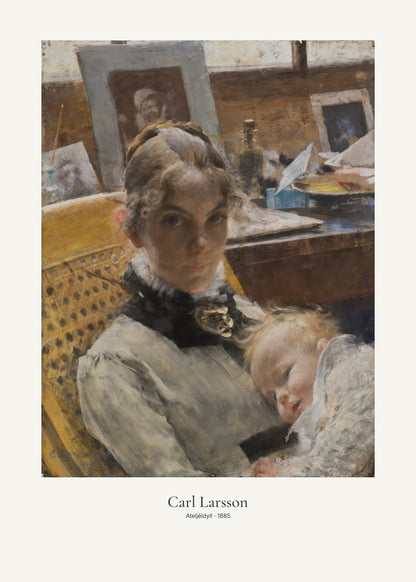 Ateljéidyll av Carl Larsson. Konstposter med ljus marginal och diskret verktext. 50 × 70 cm.