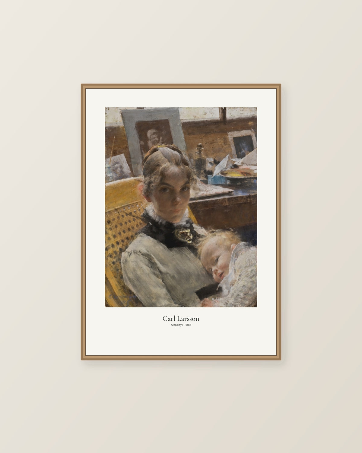 Ateljéidyll av Carl Larsson. Konstposter med ljus marginal och diskret verktext. Illustrerad inramningsvy. Ram ingår inte.