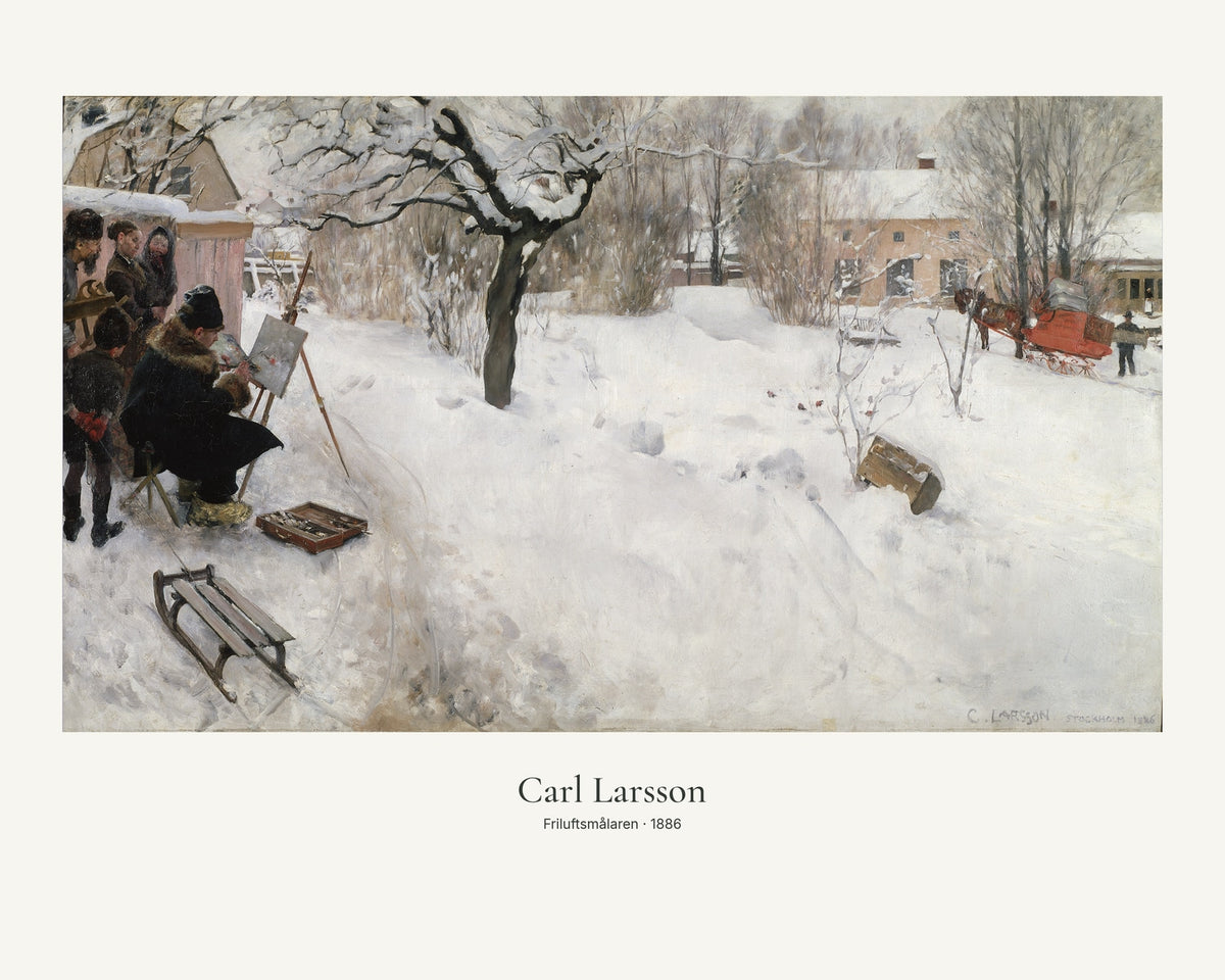 Friluftsmålaren av Carl Larsson. Konstposter med ljus marginal och diskret verktext. 40 × 50 cm.