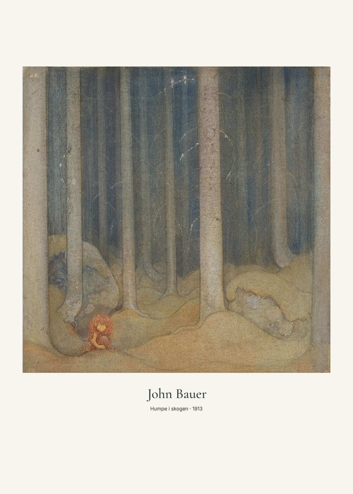 Humpe i skogen av John Bauer. Konstposter med ljus marginal och diskret verktext. 50 × 70 cm.