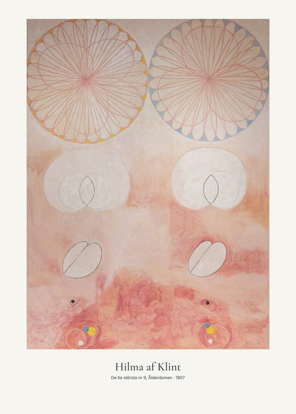 De tio största nr 9, Ålderdomen av Hilma af Klint. Konstposter med ljus marginal och diskret verktext. 50 × 70 cm.