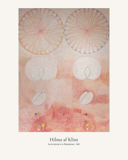 De tio största nr 9, Ålderdomen av Hilma af Klint. Konstposter med ljus marginal och diskret verktext. 40 × 50 cm.