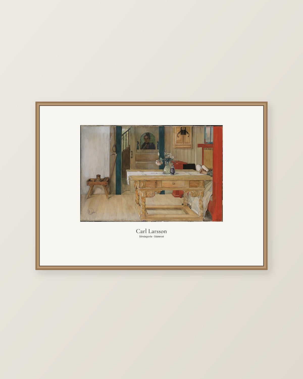 Söndagsvila av Carl Larsson. Konstposter med ljus marginal och diskret verktext. Illustrerad inramningsvy. Ram ingår inte.
